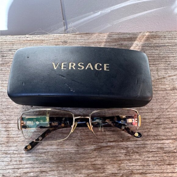 Versace Accessories - Versace Tortoise Shell Optical Glasses With Gold Accents & Case Model BY26 135mm
